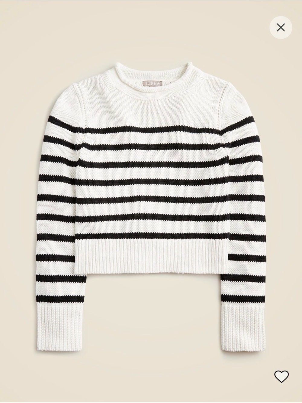 J. Crew Women’s Rollneck White & Black Striped Knit Sweater